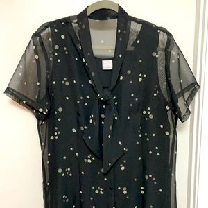 Emma James Shift Dress Black White Sheer Overdress